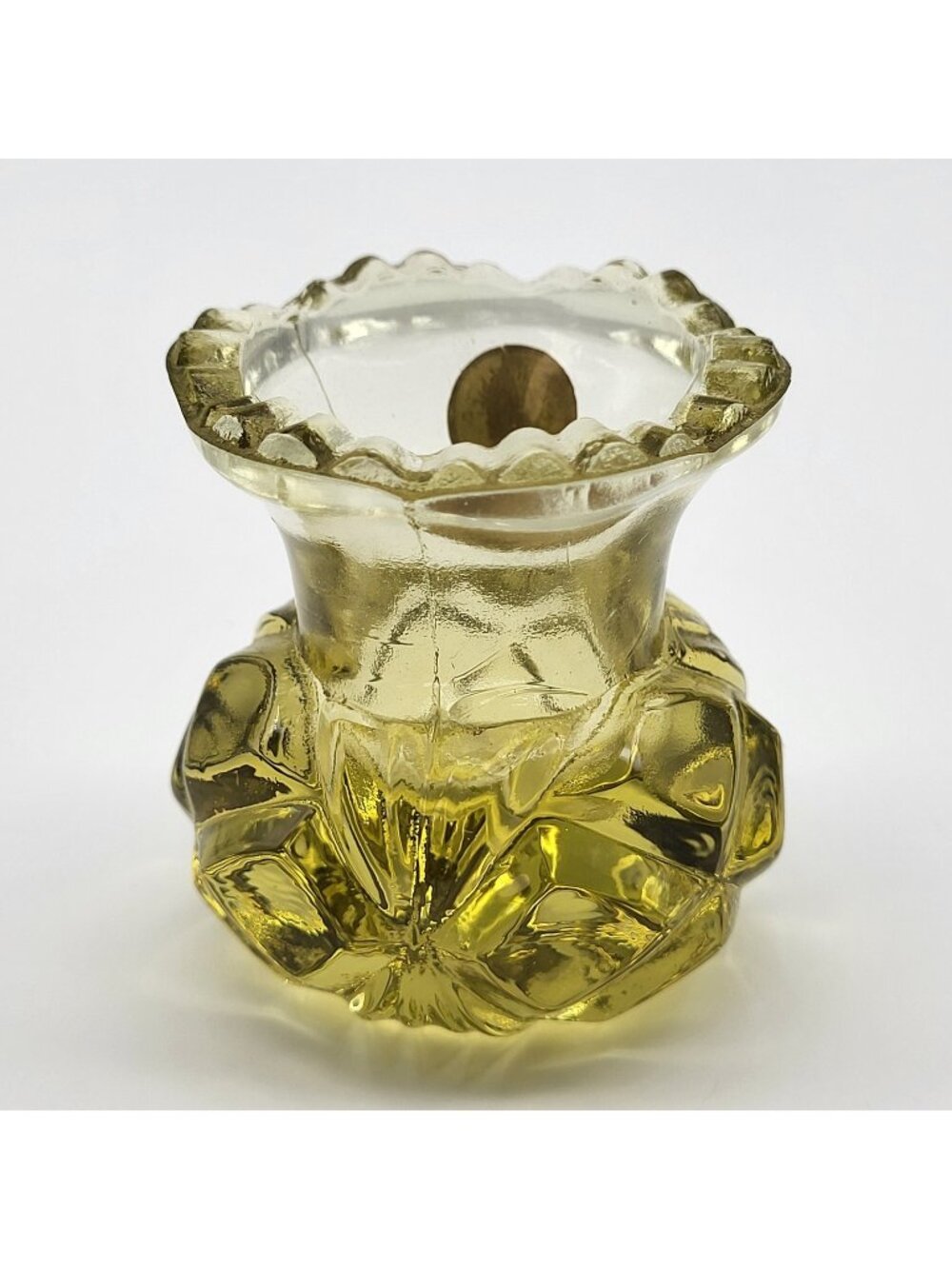 Vintage Yellow Pressed Glass Western Germany Toothpick holder votive